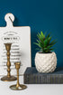 White Porcelain Pineapple Faux Plant, 7.8" Artificial Succulent Potted Decoration for Home Office Bathroom