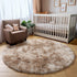 5Ft Amdrebio Tie-Dyed Beige Tan Round Circle Area Rug for Bedroom, Fluffy Plush Shag Furry Rugs for Kids Room, Living