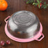 Large Stainless Steel Colander with Handle and Legs, Pink Strainer for Pasta, Veggies, Fruits, 5-quart Kitchen Mesh