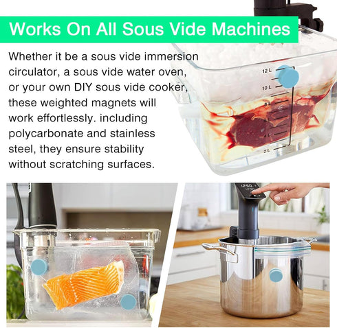 MOMOMA Sous Vide Magnets 12Pcs, Food-Grade Silicone Coated Weights & Clips for Cooking, Display