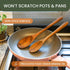 Wooden Cooking Spoons Set of 2 (12" & 15") | Teak Wood, Non-Stick & Non-Scratch Kitchen Cookware