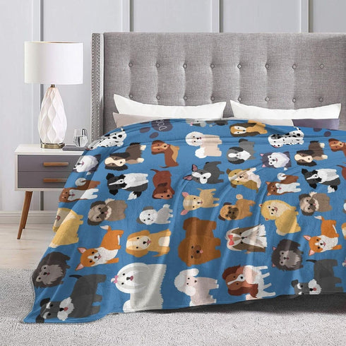 Perinsto 60"X50" Cute Puppy Dogs Animal Throw Blanket Ultra Soft Warm All Season Decorative Fleece Blankets for Bed