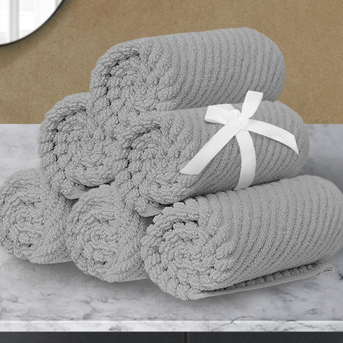 VOOVA & MOVAS Grey Washcloths 6PC (13"x13") - 100% Cotton | Lightweight