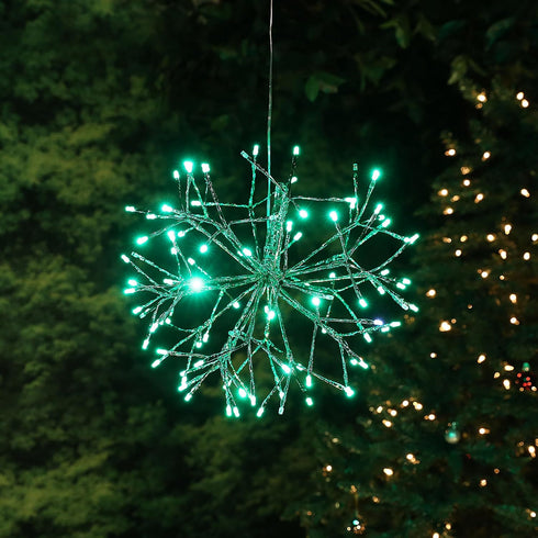 Alpine Corporation 16"H Indoor Holiday 3D Snowflake Ornament - LED Lights, Green Christmas Decoration