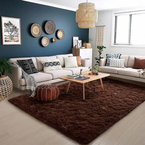 5x8 HOMORE Brown Rugs for Living Room, Feet Fluffy Shag Area Rug for Bedroom, Super Soft Coffee Rugs for Room Decor
