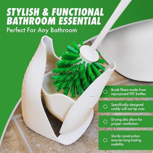 2 Pack Set, Libman Designer Bowl Brush and Caddy - - Toilet Brush and Holder Non-Scratch, Bathroom Brush, Hygenic Caddy