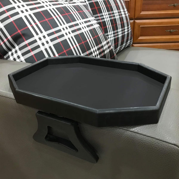 Side Tables Sofa Armrest Clip-On Table, Recliner Armchair Organizer Tray (Black), Food