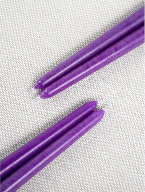 Candwax 10 inch Taper Candles Set of 4, Dripless and Unscented Candlesticks for Dinner and Household Decor - Purple