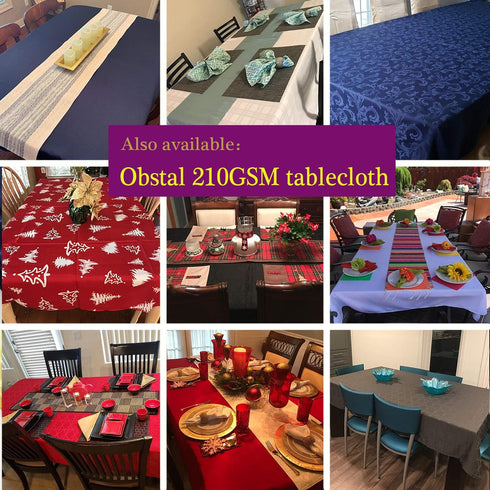 Obstal 210GSM Round Table Cloth, Oil-Proof Water Resistant Microfiber Tablecloth, Navy Blue, 60 Inch Diameter