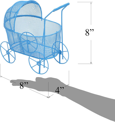 8-inch Red Co. Adorable Baby Shower Centerpiece, Decorative Stroller Carriage Basket, Blue
