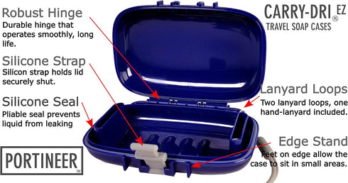 Carry-Dri EZ Travel Bar Soap Container, Durable Leakproof Soap Holder with Patented Air Vents, Compact Case