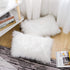 WLNUI Set of 2 White Decorative Lumbar Pillow Covers - Luxury Merino Style Faux Fur, 12x20 Inch