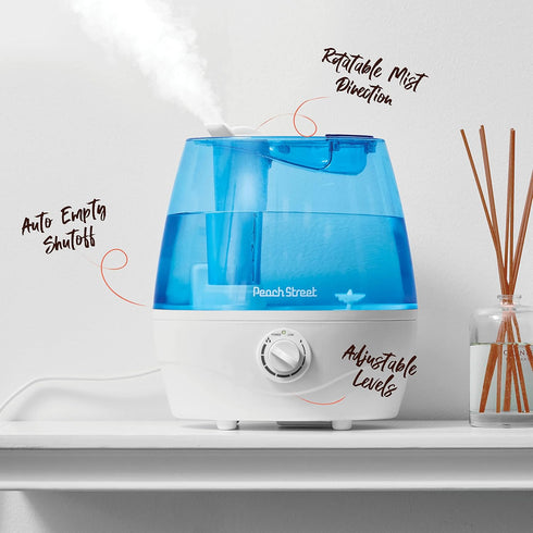 Cool Mist Humidifiers for Bedroom, 2.2L Tank, Quiet Ultrasonic Vaporizer, Adjustable Mist Level & Auto-Shut Off