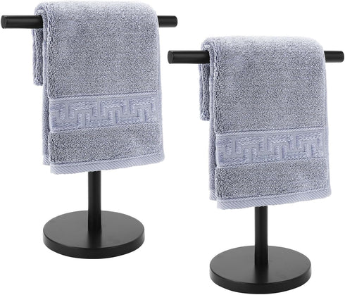 T-Shape Bath Hand Towel Holder Stand - Stainless Steel Free Standing Rack for Bathroom Kitchen & Countertop, 2 Pack