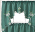 GOHD Cutwork Floral Kitchen Curtain Set, Swag Valance and Tier Set with Nice Embroidery on Faux Silk Fabric