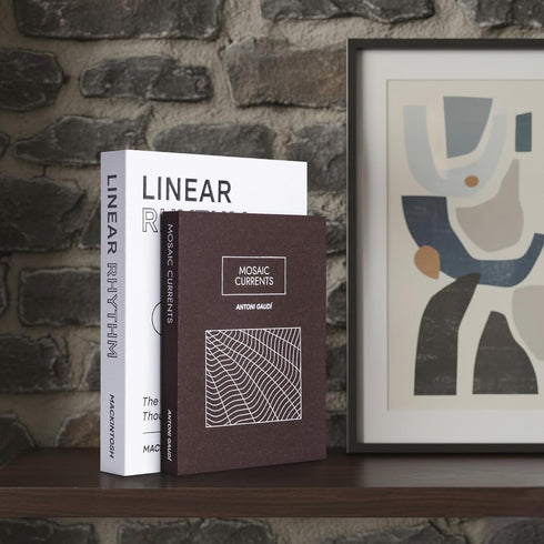 Set 2 Decorative Books, of | Elegant Modern Linen Boxes for Coffee Table, Bookshelf, Home Decor | Aesthetic Fake Faux