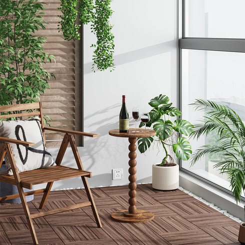 UTBT005F Round Side Table, Small Drink Table for Small Spaces, Pedestal End Table for Living Room, Modern Accent