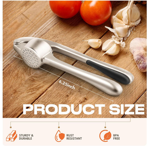 SRISE Set Kitchen Garlic Press, Rust Proof & Dishwasher Safe Garlic Mincer, Durable Garlic Crusher with PeelerBrush