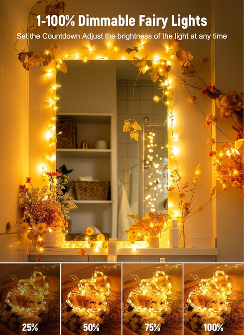 33 100 8 Minetom Twinkle Fairy Lights, ft LED USB Plug in String Lights with Remote and Timer, Waterproof Modes
