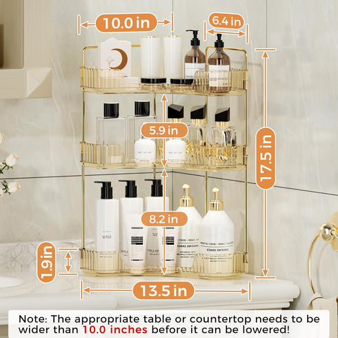 Counter Countertop 3 YCIA&DONE Corner Bathroom Organizer, Makeup Organizer for Vanity, Skincare Cosmetic Perfume Tray