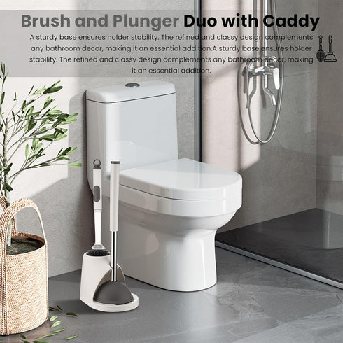 ToiletBuddies Set 2 1 Set Toilet Brush & Plunger - Toilet Bowl Brush and Holder, Refillable Liquid Dispenser Brush