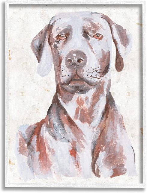 Stupell Industries House Dog Pet Portrait Labrador Soft Tone Painting by Melissa Wang, White Framed Wall Art, 24 x 30