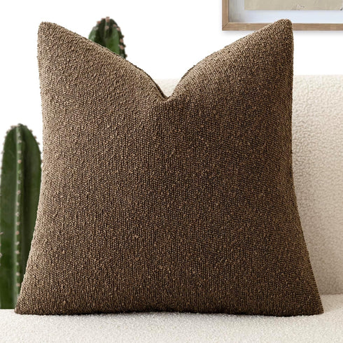 Foindtower Decorative Textured Boucle Throw Pillow Covers Accent Solid Lumbar Pillow Cases
