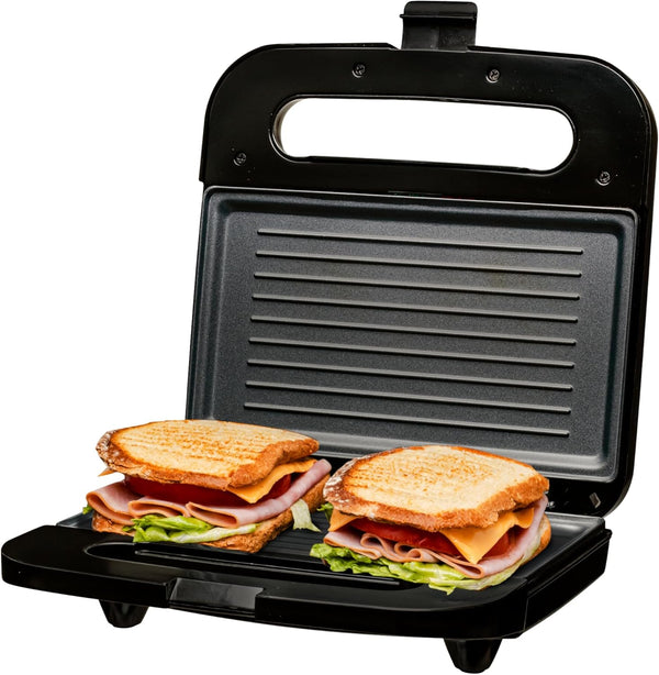 OVENTE Electric Panini Press Grill with Nonstick Plates, LED Indicator Lights, Compact Sandwich Maker, Black