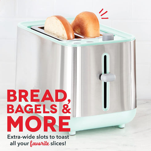 DASH SmartStore 2-Slice Toaster - Compact Design with 5 Browning Levels & Storage Lid, Aqua