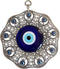 Turkish Glass Blue Evil Eye Wall Hanging Ornament - Metal Home Decor Amulet for Protection and Good Luck Gift