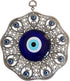 Turkish Glass Blue Evil Eye Wall Hanging Ornament - Metal Home Decor Amulet for Protection and Good Luck Gift