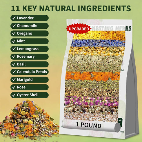 16 oz 11 BGraceyy Chicken Nesting Herbs Natural Dried Herb Blend with Marigold for Chicken Coop & Roost Refresh