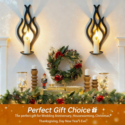 Set 2, Wall Candle Sconces of Modern Minimalist Metal Candle Holders for Pillar, Tealight, and LED Candles