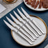 Silver Steak Knife Set, 6 Piece Stainless Steel Kitchen Utility Knives, 8.7-inch Serrated Dinner Knives