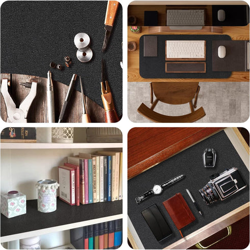 WochiTV Shelf Liner for Cabinets, Non Adhesive Non Slip Foam Mat for Kitchen, Pantry, Bathroom, Black 11.8 x 59 inches