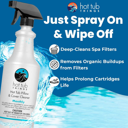 Hot Tub Things Hot Tub Pillow & Cover Cleaner - All-Purpose Cleaner, Alcohol-Free, Foam-Free formula, Removes Lifts