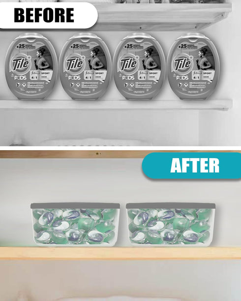 15"x8.7"x4.5", 910 lbs 100130 TidyFriend Laundry Pods Container with Slide Lid, Airtight Storage Keeps Pods Fresh