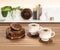 Set 6 Handmade Wooden Coaster of with Lotus Shaped Holder Rustic Drink Coasters for Tea, Coffee, Wine, Bar & Home Decor