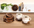Set 6 Handmade Wooden Coaster of with Lotus Shaped Holder Rustic Drink Coasters for Tea, Coffee, Wine, Bar & Home Decor