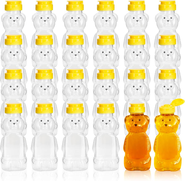 KEJJNYER 24 Pack 8 oz Plastic Honey Bear Bottle, Reusable Plastic Honey Bear