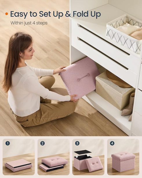 12.2 16.1 12.2 Inches, 286 lb, ULSF094R01 SONGMICS Small Folding Storage Ottoman, Foot Rest Stool, x x Ottoman