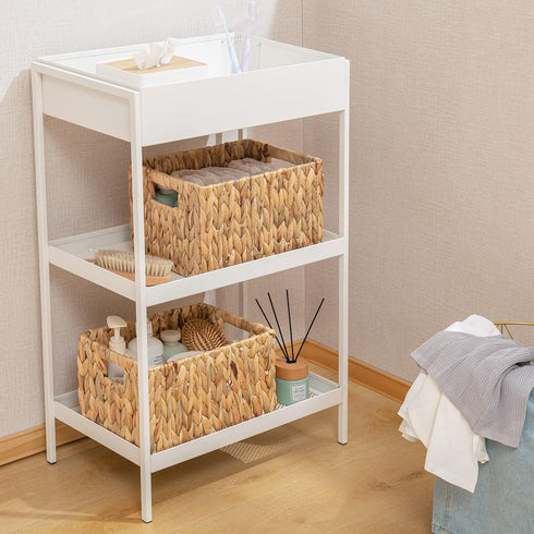 ELONG HOME 2 Pack Water Hyacinth Wicker Baskets, Rectangular 12" Woven Storage Baskets with Handles for Shelves