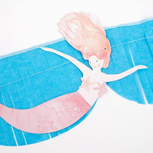 Meri Meri Mermaid Fringe Party Banner (Pack of 2), 8.5' Party Garland for Mermaid Party Decorations