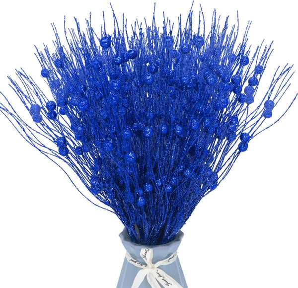 Kunjocy 20Pcs Christmas Glitter Berries Stems 15.7" Artificial Berry Stems Branches for Christmas