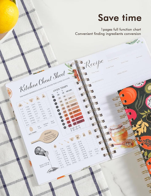 Recipe Book Waterproof Hardcover: Simplified Family Recipe Notebook for 120 Recipes, Black