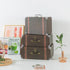 Soul & Lane Set of 3 Cardboard Suitcase Boxes with Handle, Brown Travel-Themed Paperboard Boxes for Decoration