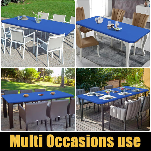 Smiry Rectangle Picnic Table Cloth, Waterproof Elastic Fitted Tablecloths for 8 Foot Tables, Washable Polyester Cover