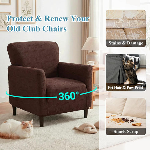 LiveGo Stretch Banquet Armchair Covers, Soft Jacquard Accent Chair Cover with Arms, Armchair Slipcovers Furniture
