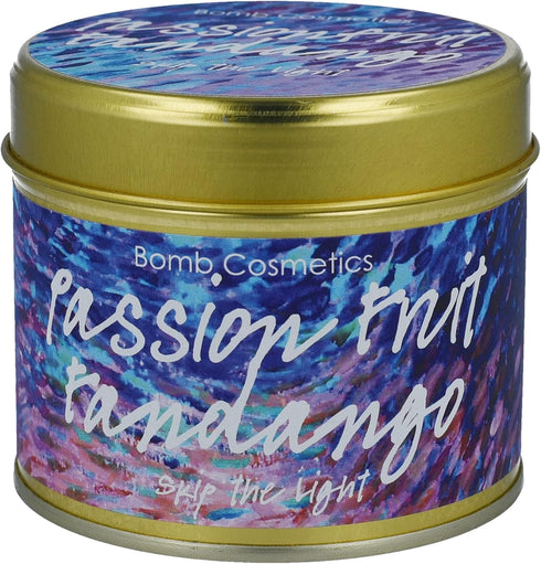 Bomb Cosmetics Passionfruit Fandango Scented Tin Candle, Passionfruit & Citrus Zest Fragrance, 30-35 Hour Burn