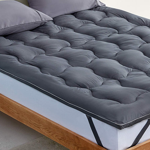 SLEEP ZONE Twin Mattress Topper Cooling Pad Cover, Fluffy Down Alternative, 8-21 Inch Deep Pocket, Twin Gray